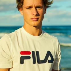 Fila Linear Logo - Miesten Poolopaita - Valkoinen | FI-52297